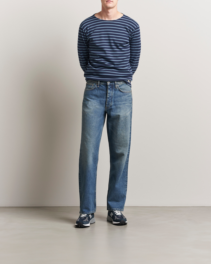 Men | T-Shirts | Armor-lux | Houat Héritage Stripe Long Sleeve T-Shirt Deep Marine/Bluefin