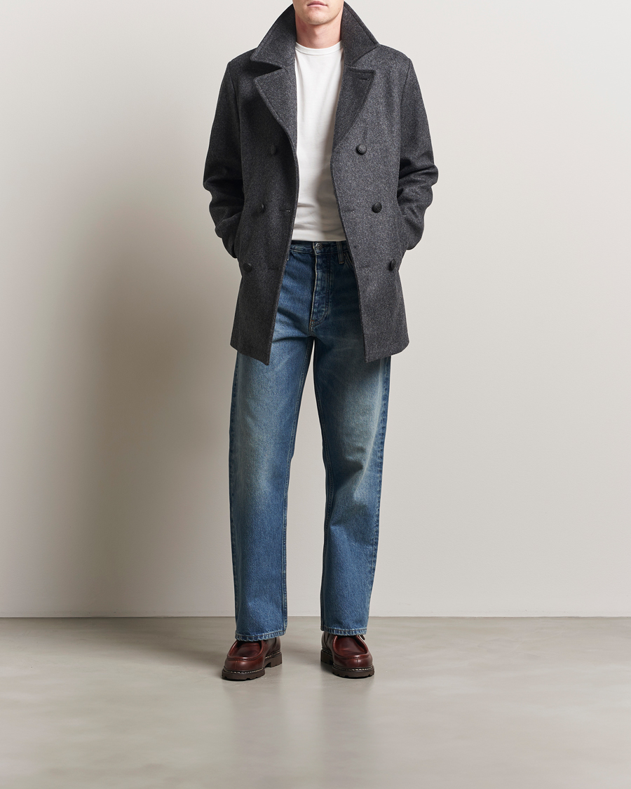 Men | Coats & Jackets | Armor-lux | Kermor Wool Peacoat Grey Melange