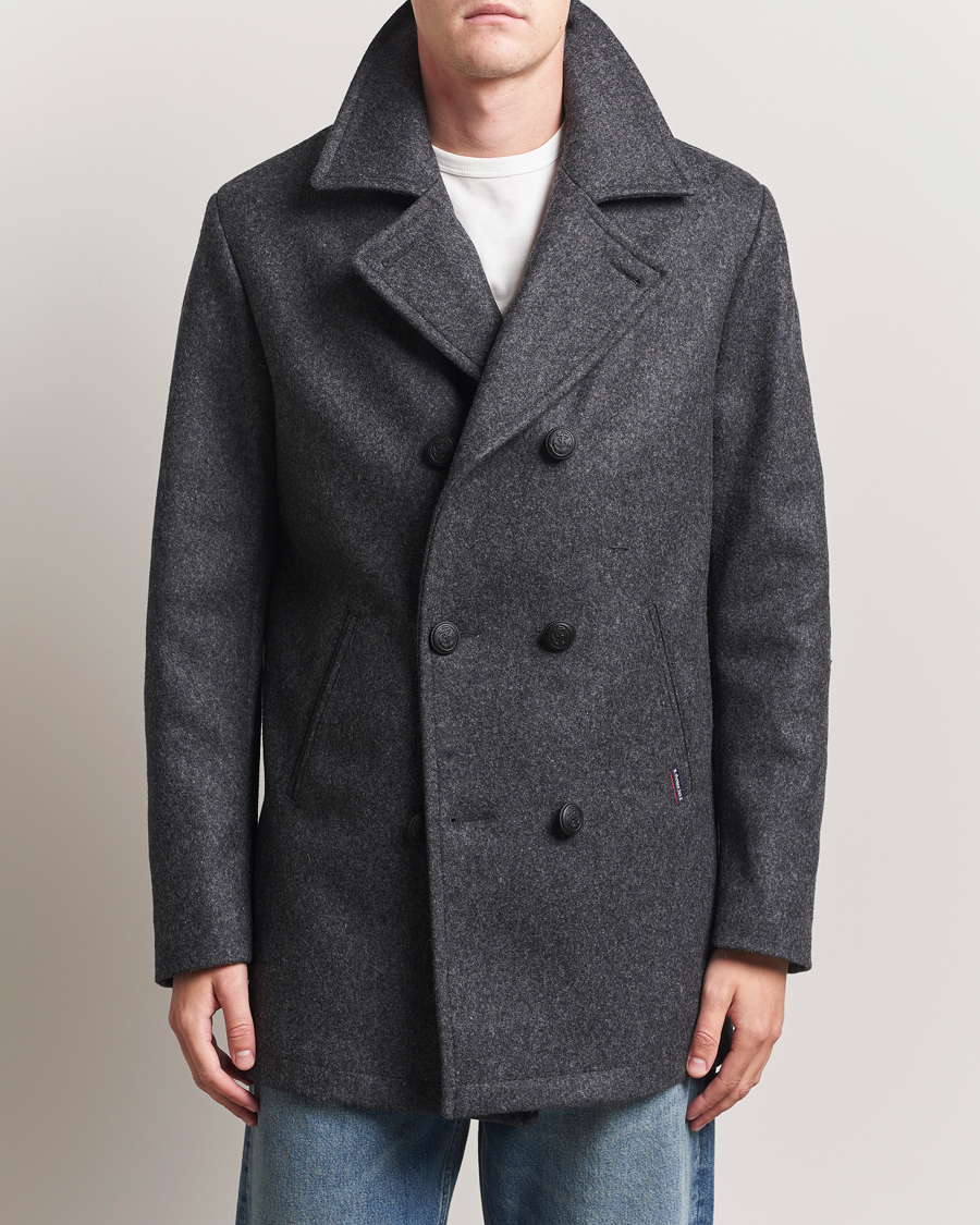 Men | Coats & Jackets | Armor-lux | Kermor Wool Peacoat Grey Melange