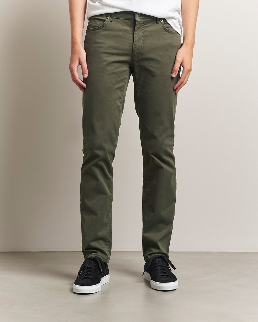 Men | Trousers | Brax | Cadiz Cotton Satin 5-Pocket Pants Olive