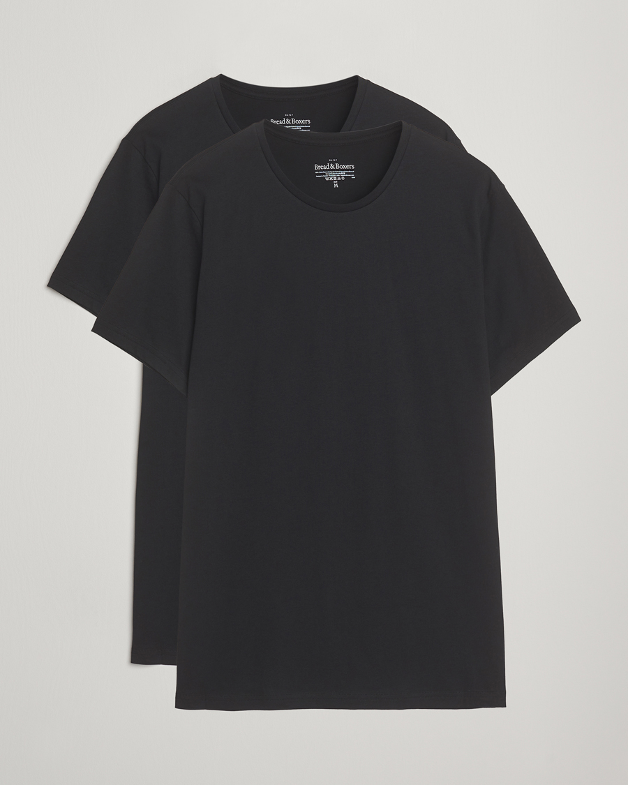 Men | T-Shirts | Bread & Boxers | 2-Pack Lightweight Cotton T-Shirt Black