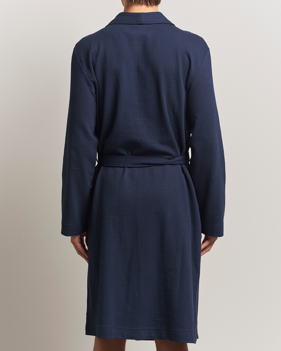 Men | Pyjamas & Robes | Bread & Boxers | Waffle Robe Navy Blue