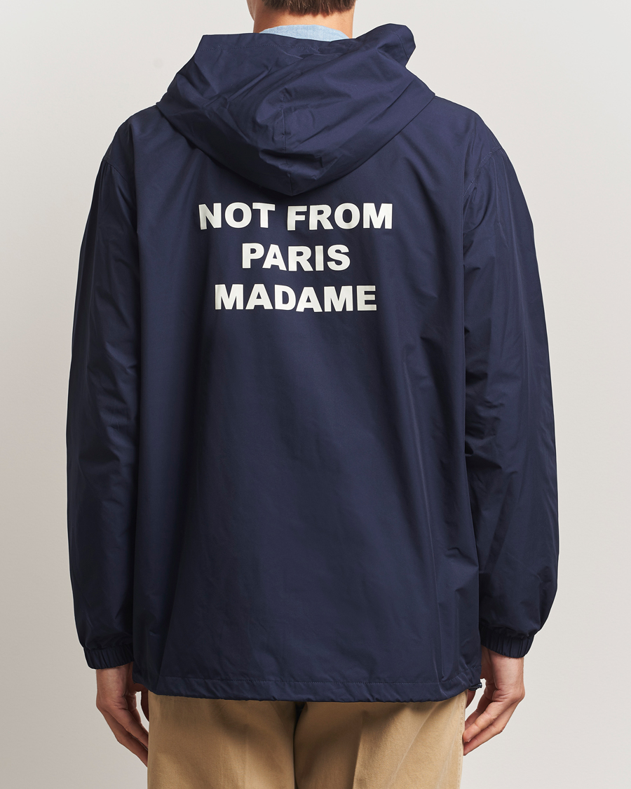Men | Coats & Jackets | Drôle de Monsieur | La Veste Capuche Slogan Jacket Navy