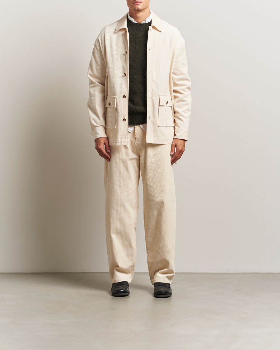 Men | Shirts | Drôle de Monsieur | Corduroy Overshirt Ecru
