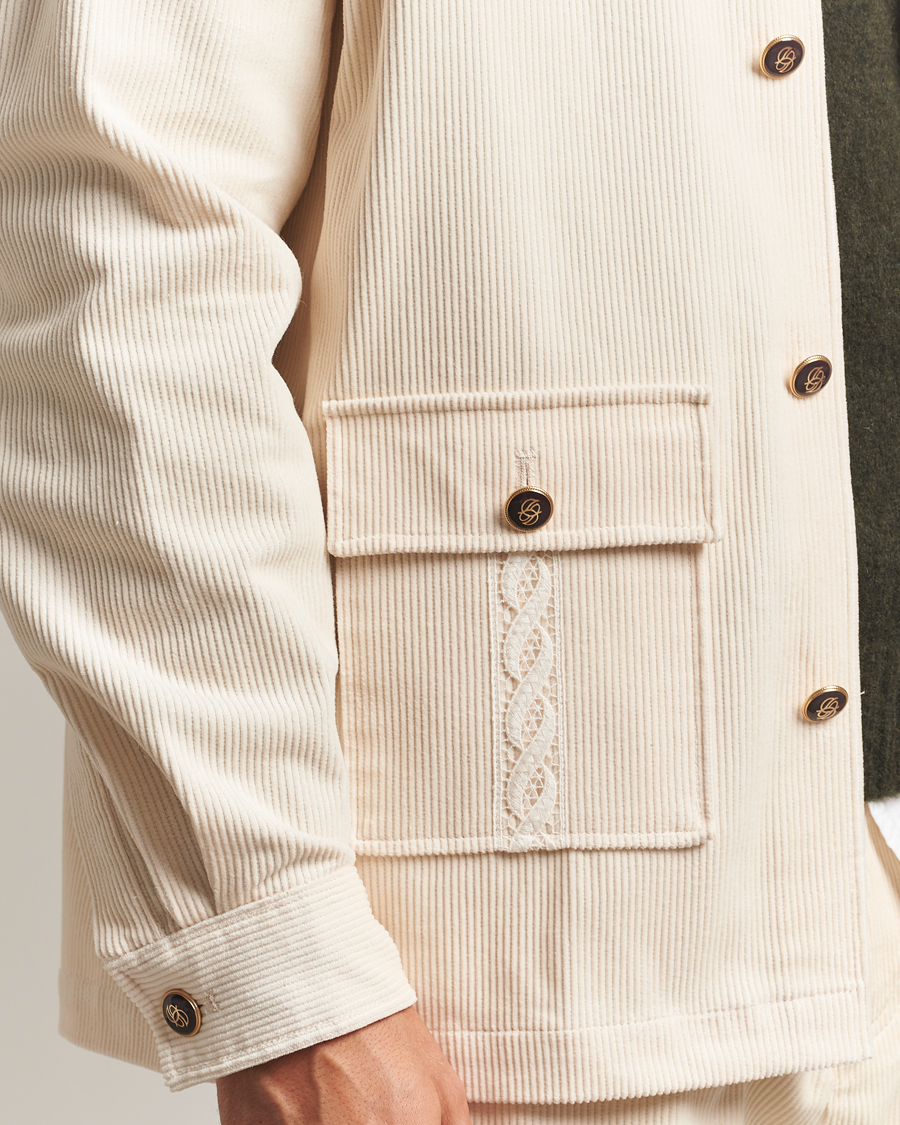 Men | Shirts | Drôle de Monsieur | Corduroy Overshirt Ecru
