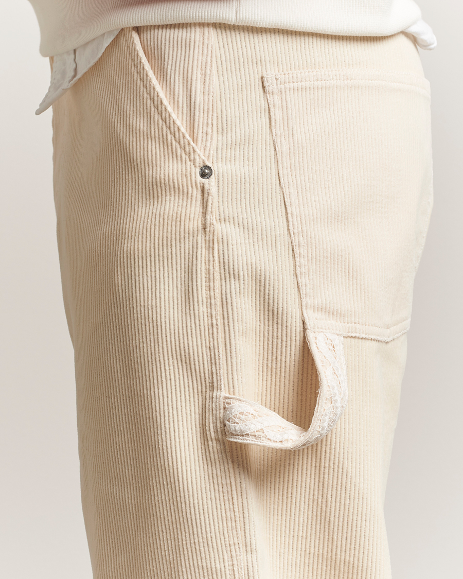 Men | Trousers | Drôle de Monsieur | Baggy Corduroy Workwear Pants Ecru