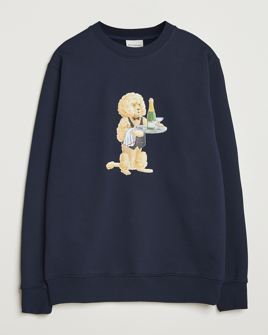 Men | Sweaters & Knitwear | Drôle de Monsieur | Poodle Sweatshirt Navy