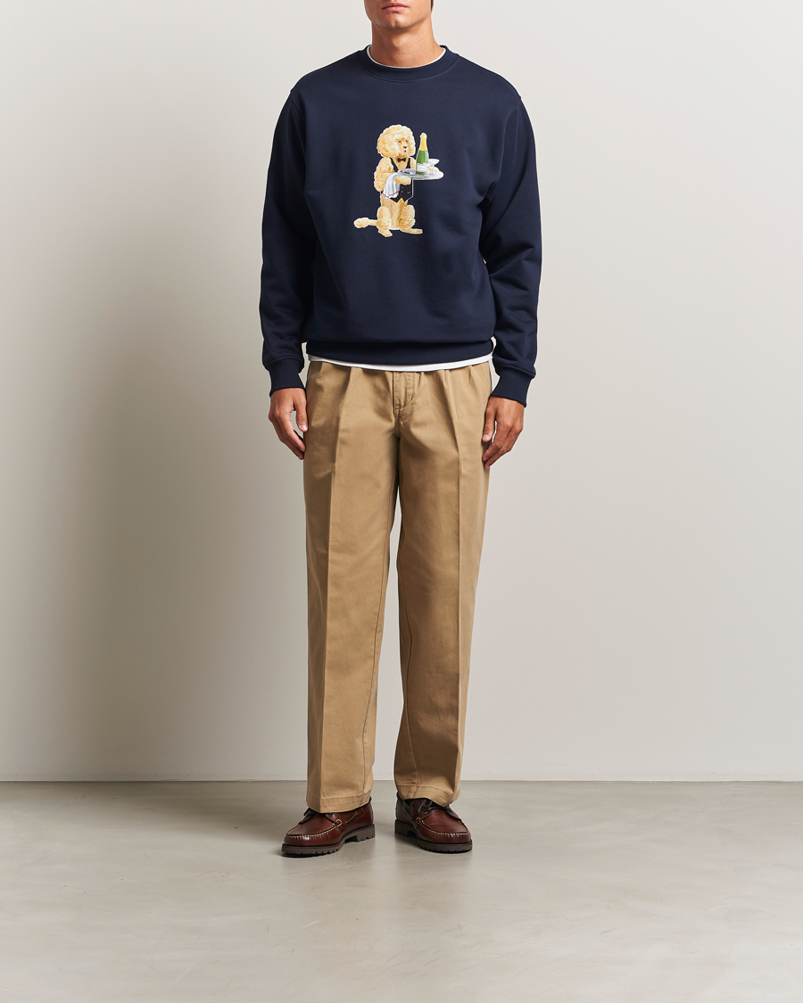 Men | Sweaters & Knitwear | Drôle de Monsieur | Poodle Sweatshirt Navy