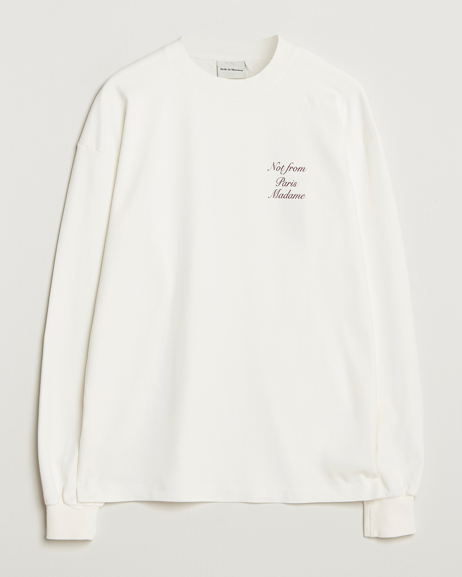 Men | T-Shirts | Drôle de Monsieur | Slogan Calligraphy Long Sleeve T-shirt Off White
