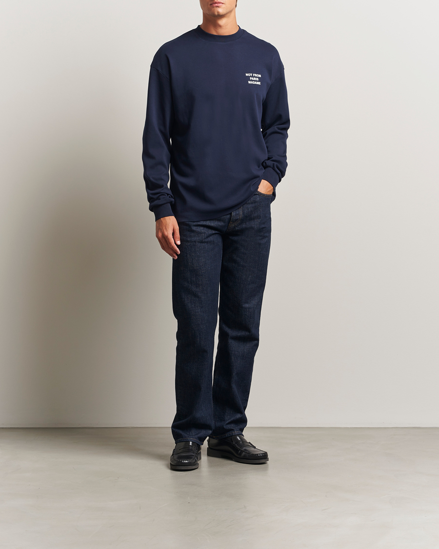 Men | T-Shirts | Drôle de Monsieur | Slogan Long Sleeve T-Shirt Navy