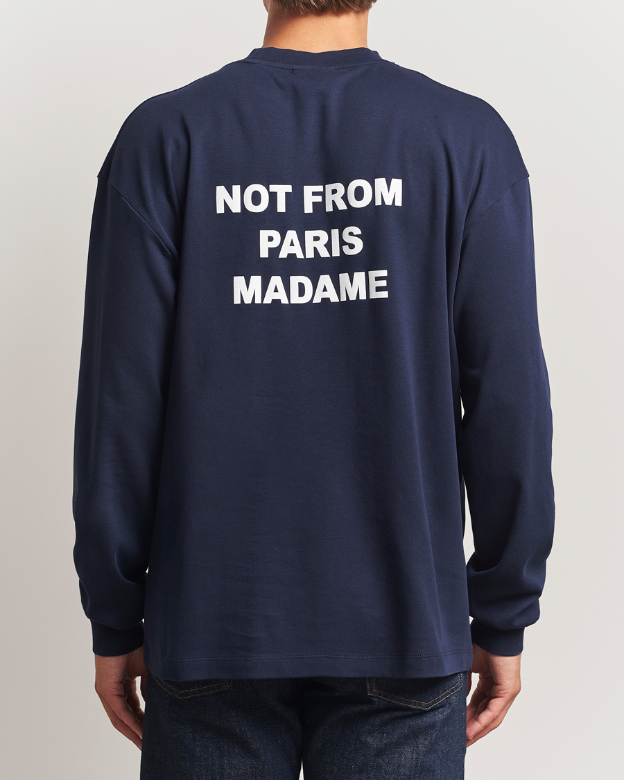 Drôle de Monsieur Slogan Long Sleeve T-Shirt Navy at CareOfCarl.com