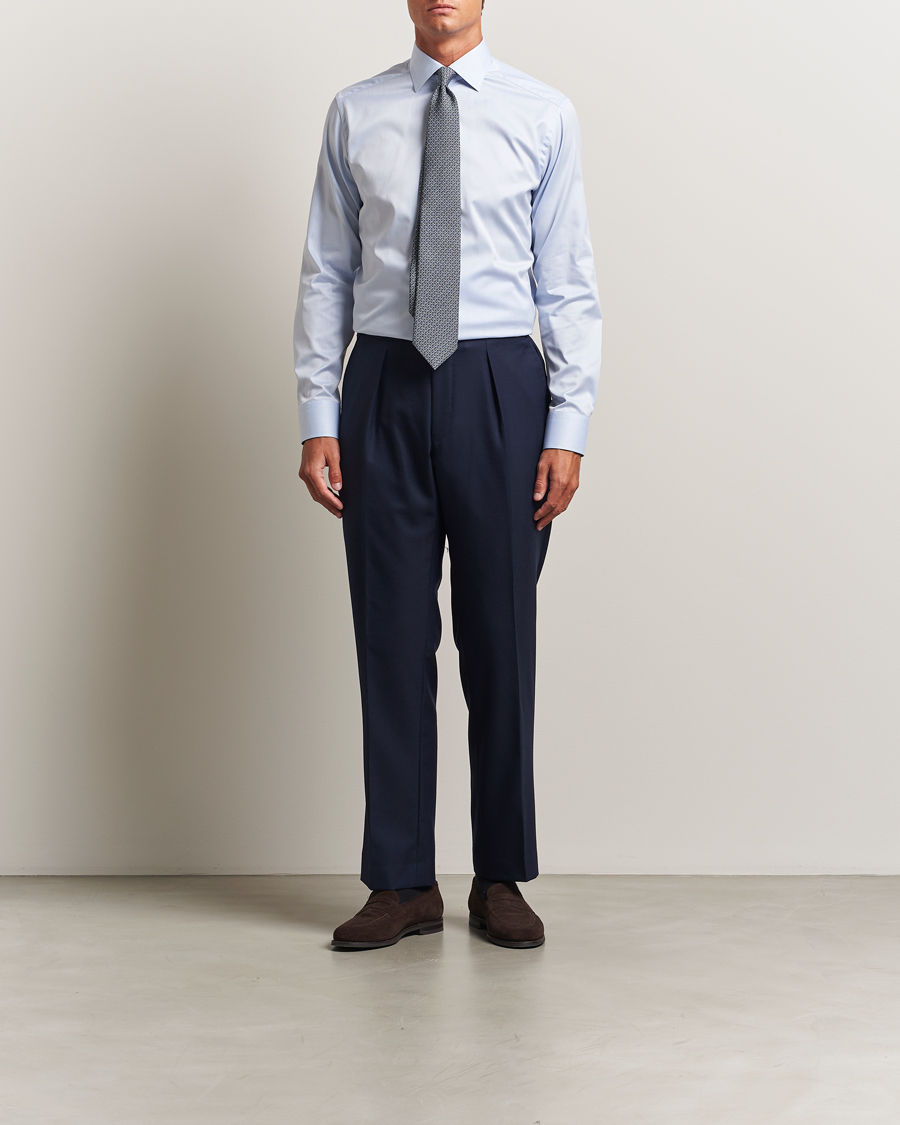 Men | Shirts | Eton | Slim Fit Signature Twill Contrast Shirt Light Blue