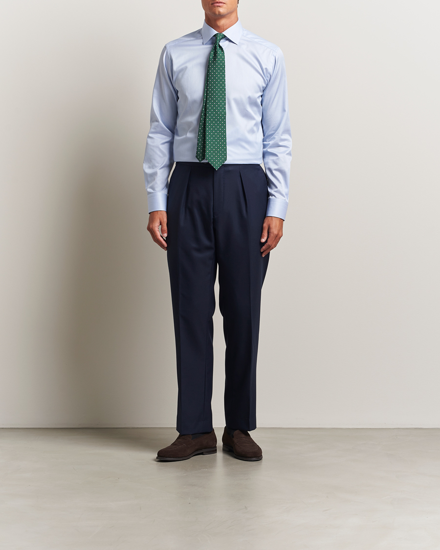 Men | Shirts | Eton | Slim Fit Signature Twill Paspoal Shirt Light Blue