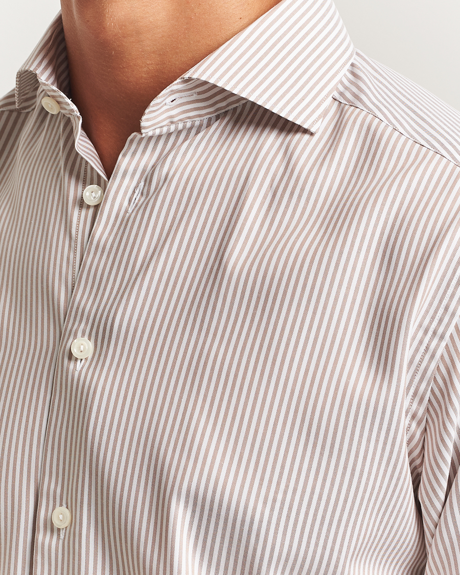 Men | Shirts | Eton | Slim Fit Bengal Striped Oxford Shirt Beige