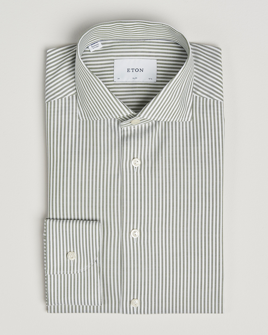 Men | Shirts | Eton | Slim Fit Bengal Striped Oxford Shirt Green