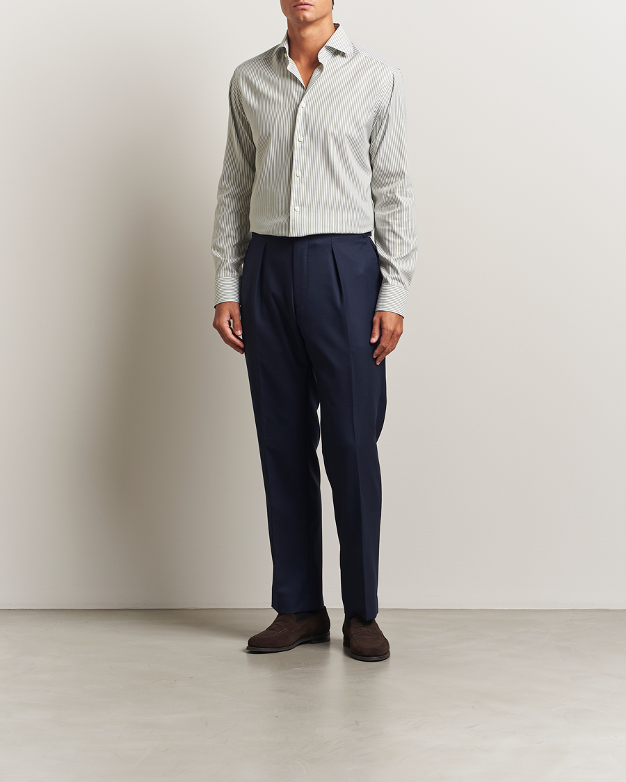 Men | Shirts | Eton | Slim Fit Bengal Striped Oxford Shirt Green