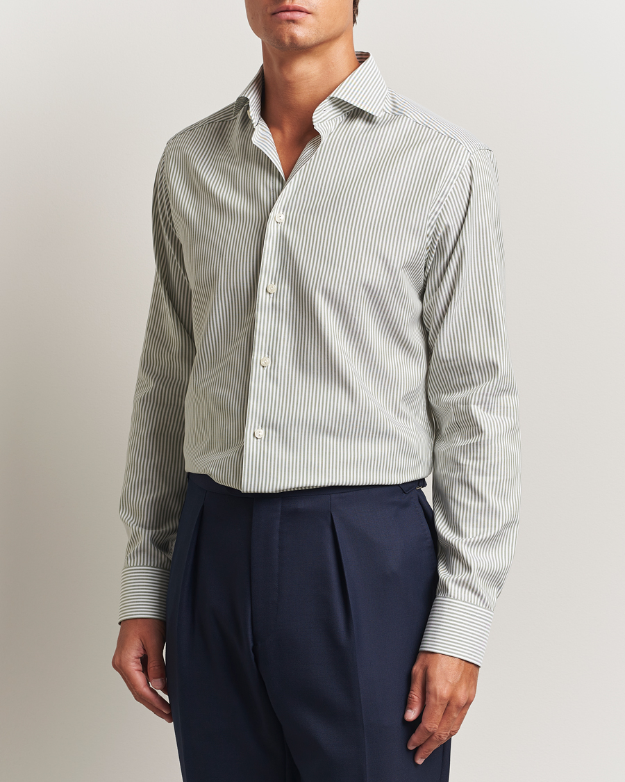 Men | Shirts | Eton | Slim Fit Bengal Striped Oxford Shirt Green