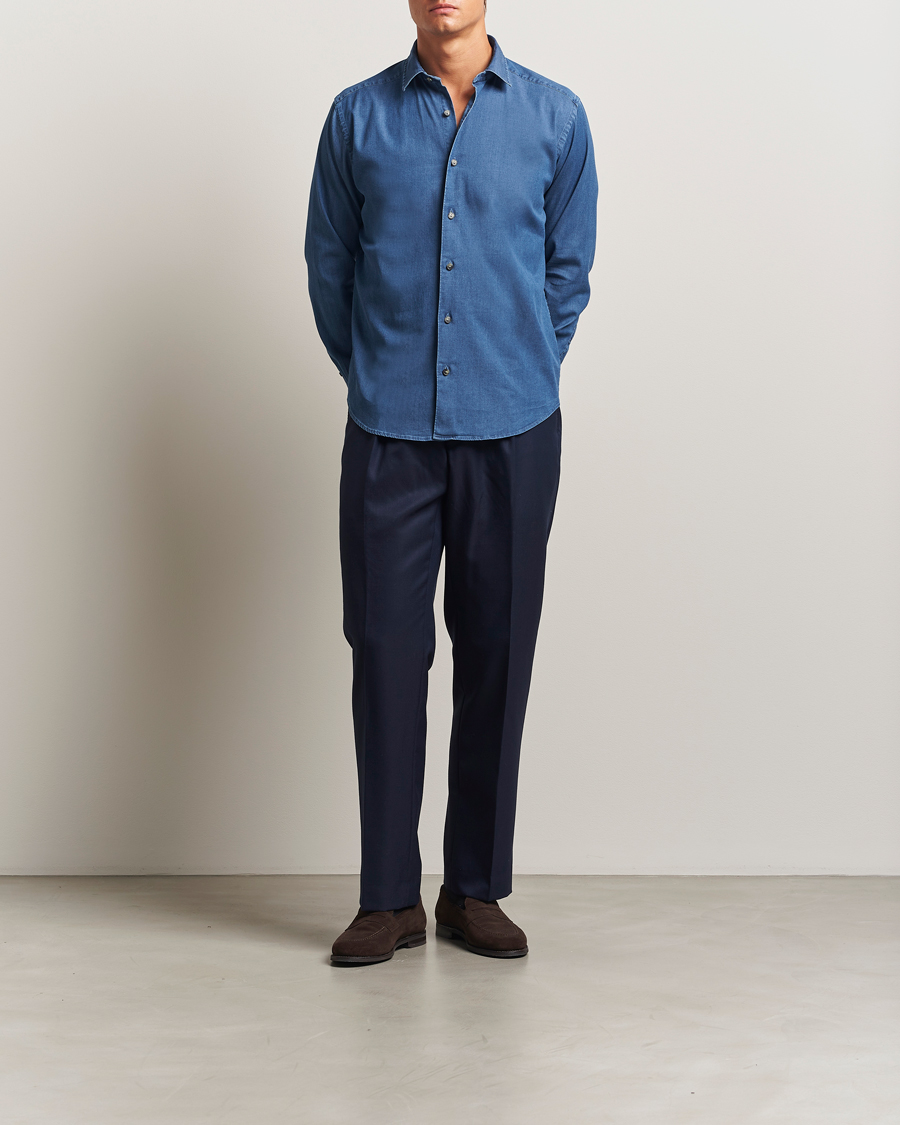 Men | Shirts | Eton | Casual Fit Denim Shirt Dark Wash