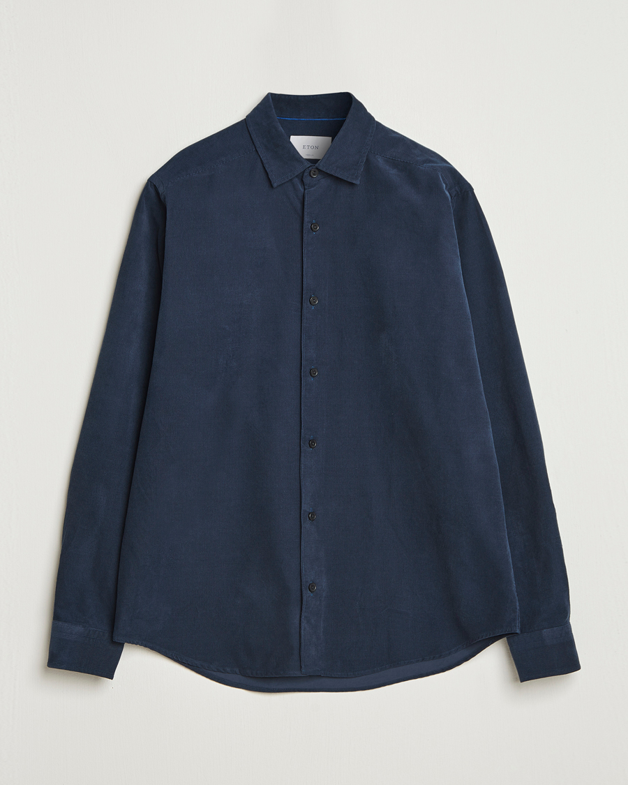 Men | Shirts | Eton | Casual Fit Corduroy Shirt Navy