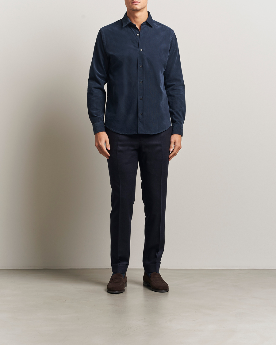 Men | Shirts | Eton | Casual Fit Corduroy Shirt Navy