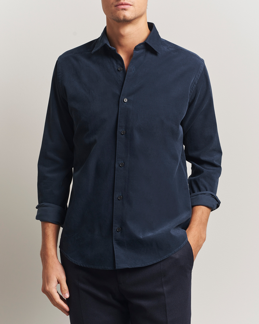 Men | Shirts | Eton | Casual Fit Corduroy Shirt Navy