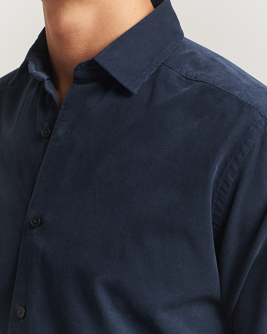 Men | Shirts | Eton | Casual Fit Corduroy Shirt Navy