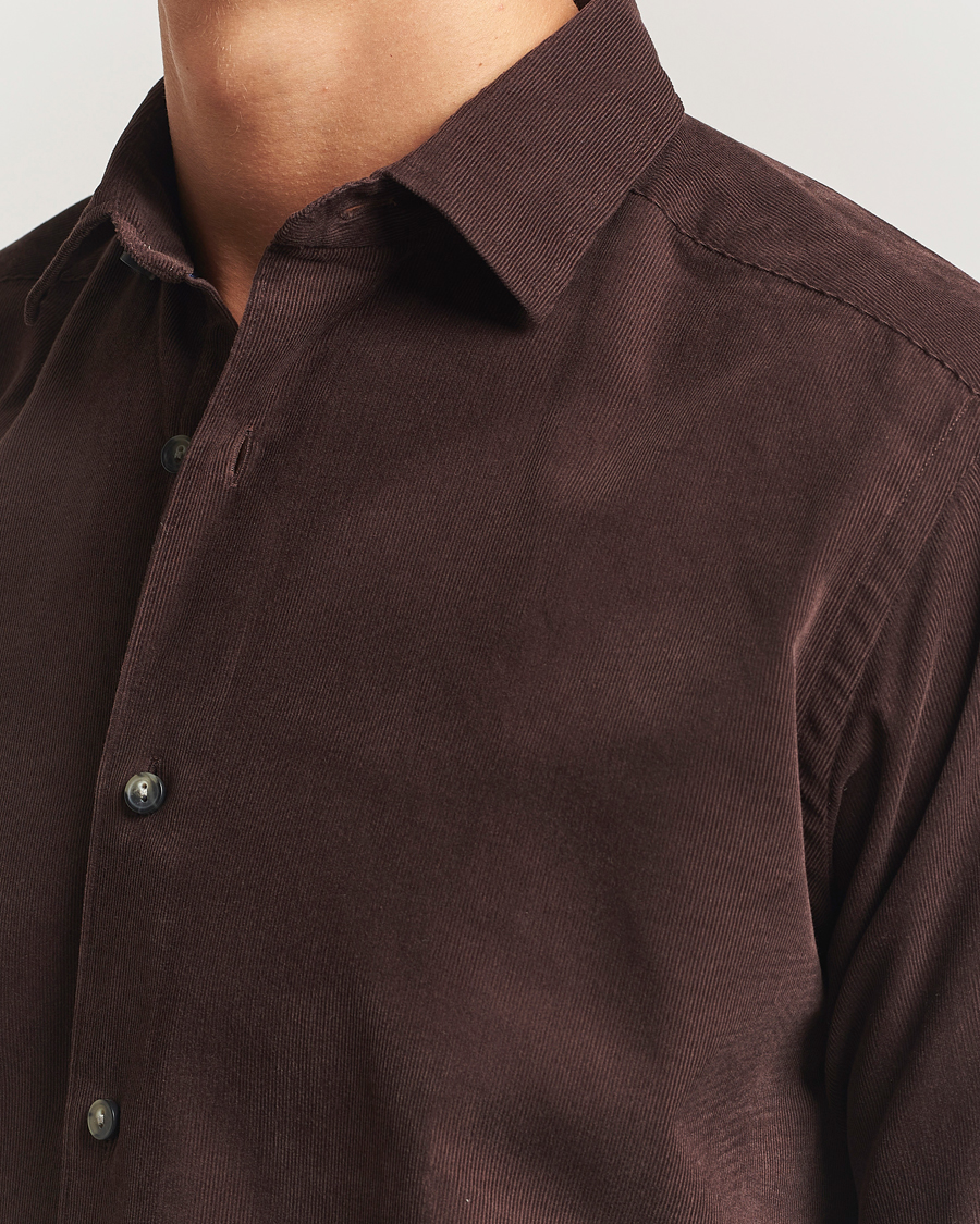 Men | Shirts | Eton | Casual Fit Corduroy Shirt Dark Brown