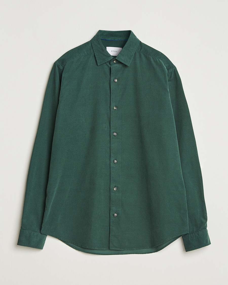 Men | Shirts | Eton | Casual Fit Corduroy Shirt Dark Green