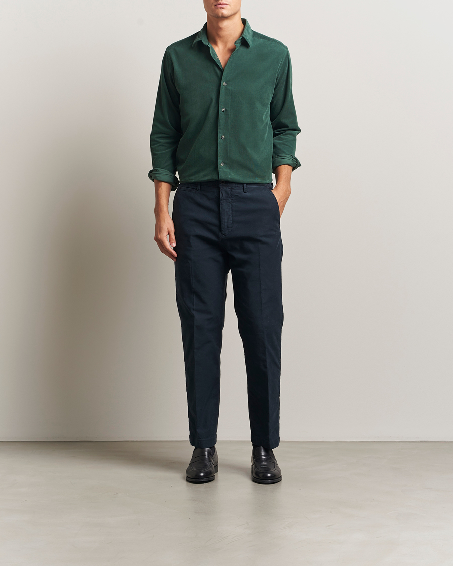 Men | Shirts | Eton | Casual Fit Corduroy Shirt Dark Green