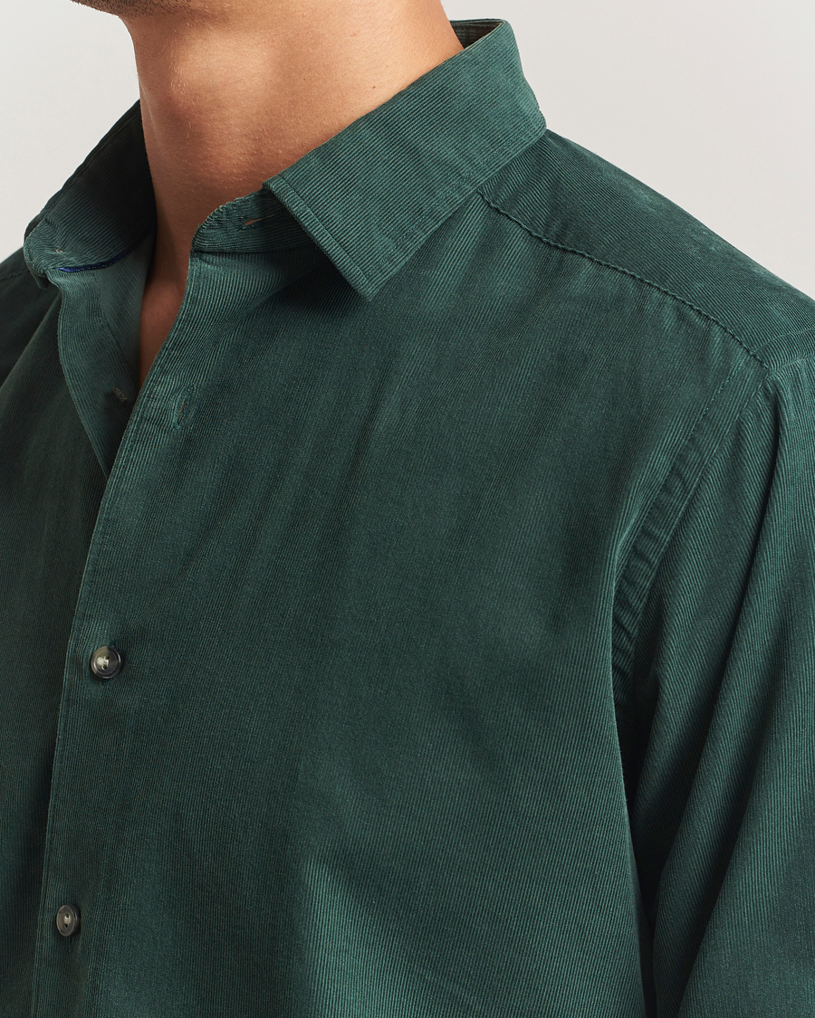 Men | Shirts | Eton | Casual Fit Corduroy Shirt Dark Green