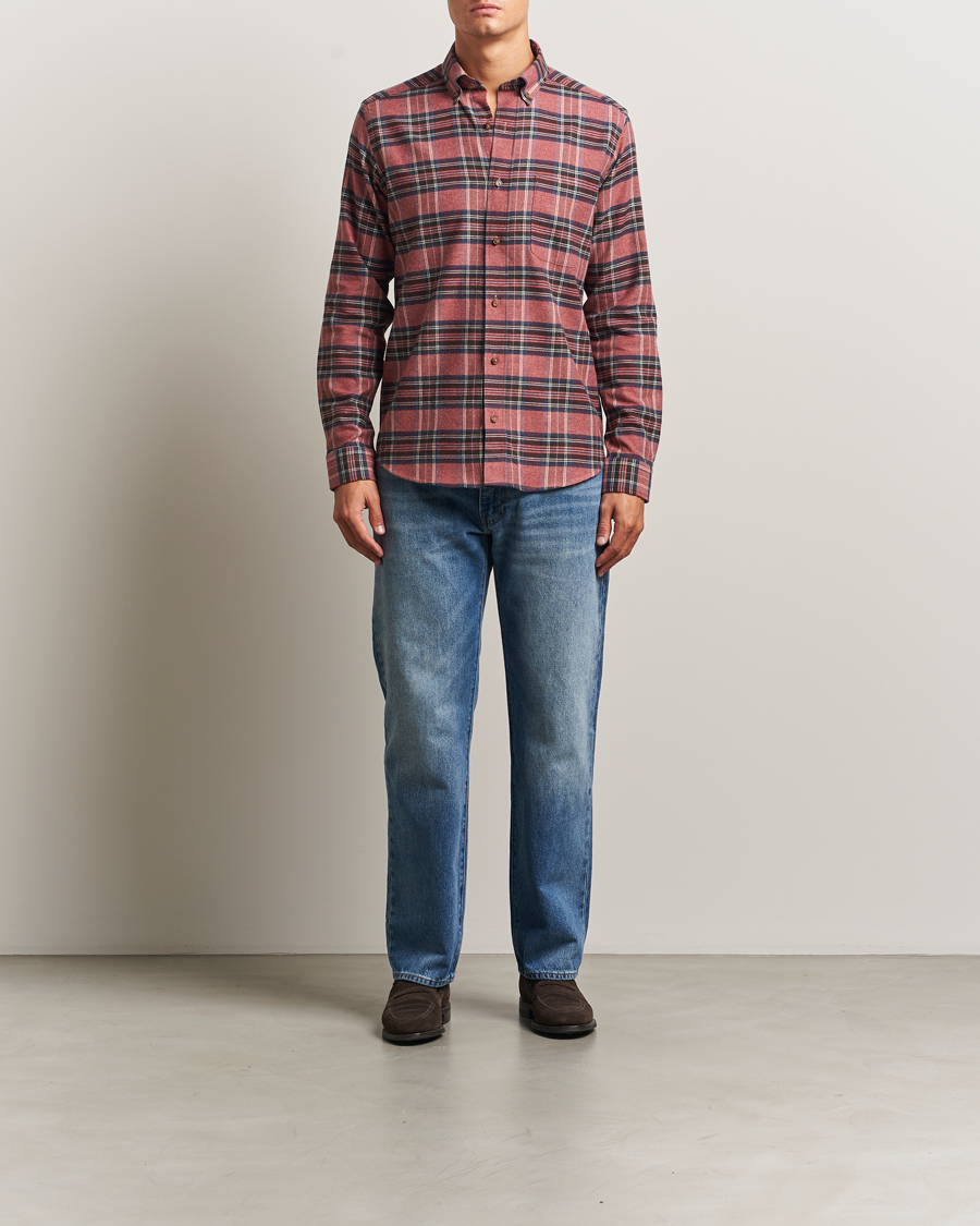 Men | Shirts | Eton | Casual Fit Checked Flannel Shirt Red Multi