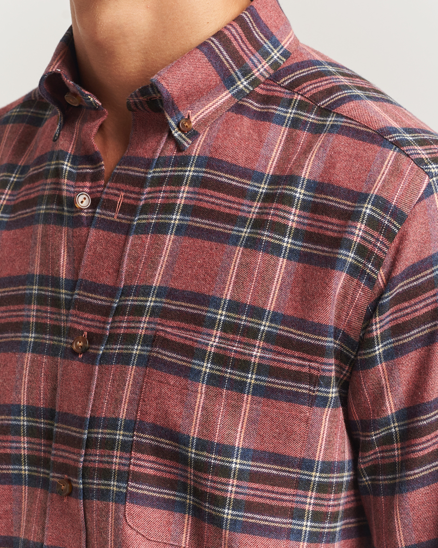 Men | Shirts | Eton | Casual Fit Checked Flannel Shirt Red Multi