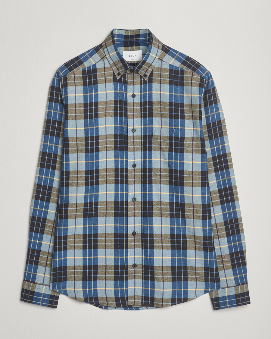 Men | Shirts | Eton | Casual Fit Checked Flannel Shirt Blue Multi