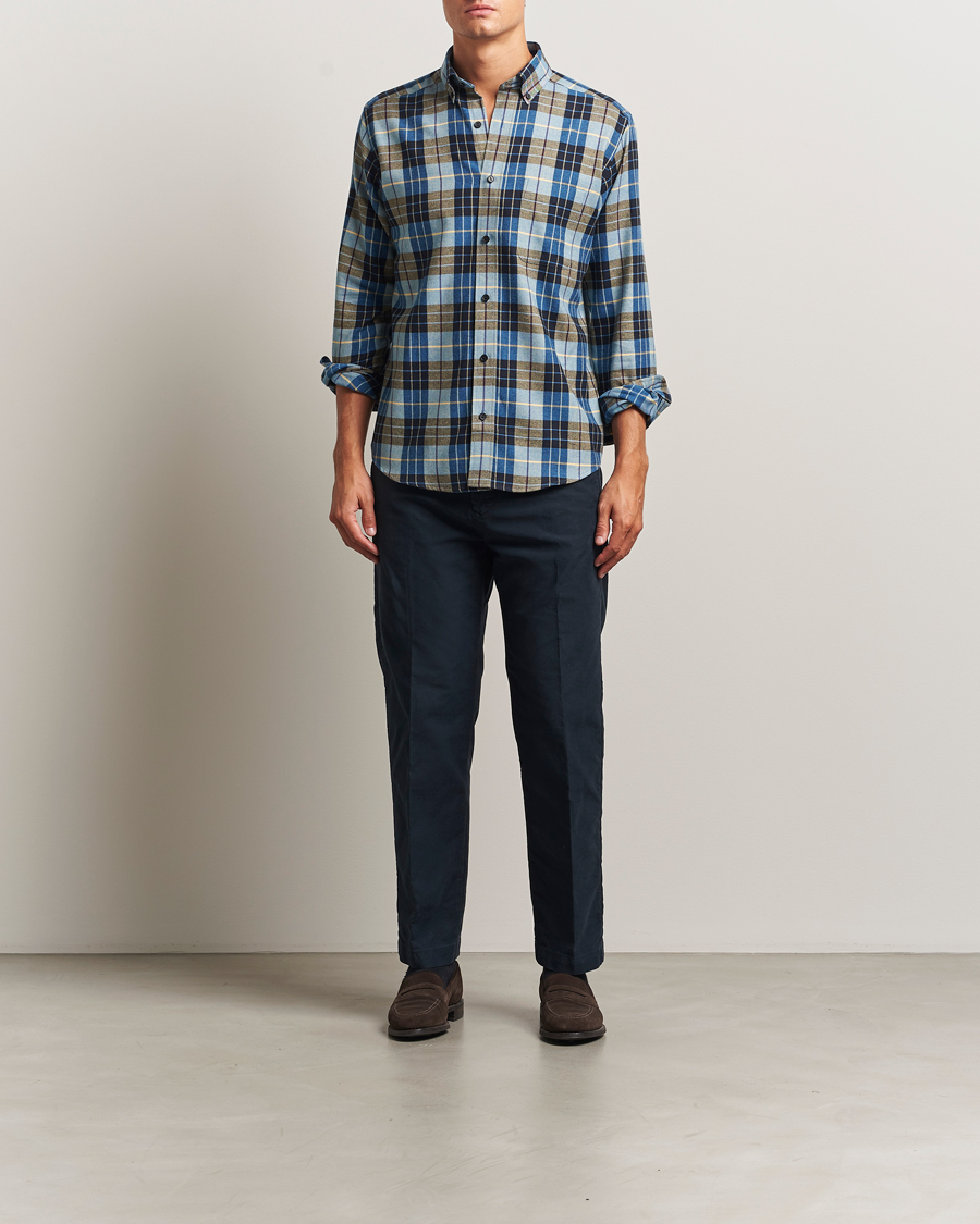 Men | Shirts | Eton | Casual Fit Checked Flannel Shirt Blue Multi