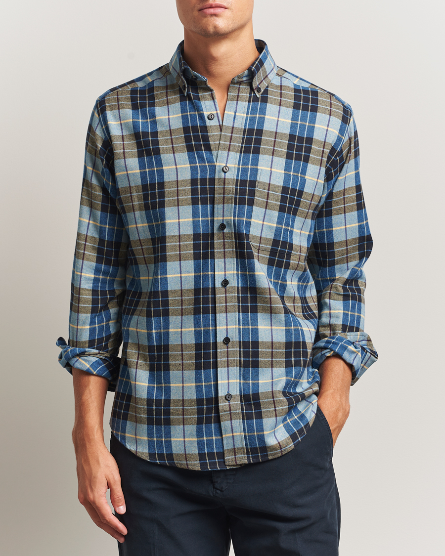 Men | Shirts | Eton | Casual Fit Checked Flannel Shirt Blue Multi