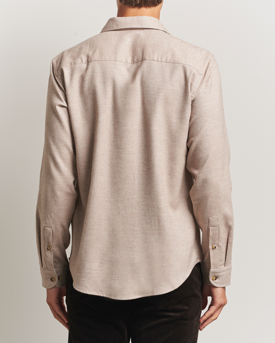 Men | Shirts | Eton | Casual Fit One Piece Collar Flannel Shirt Beige