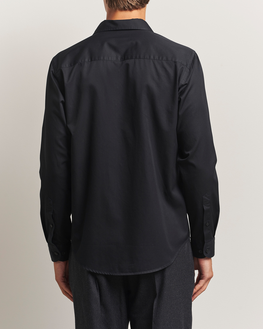 Men | Shirts | Eton | Casual Fit Garment Washed One Piece Collar Shirt Black