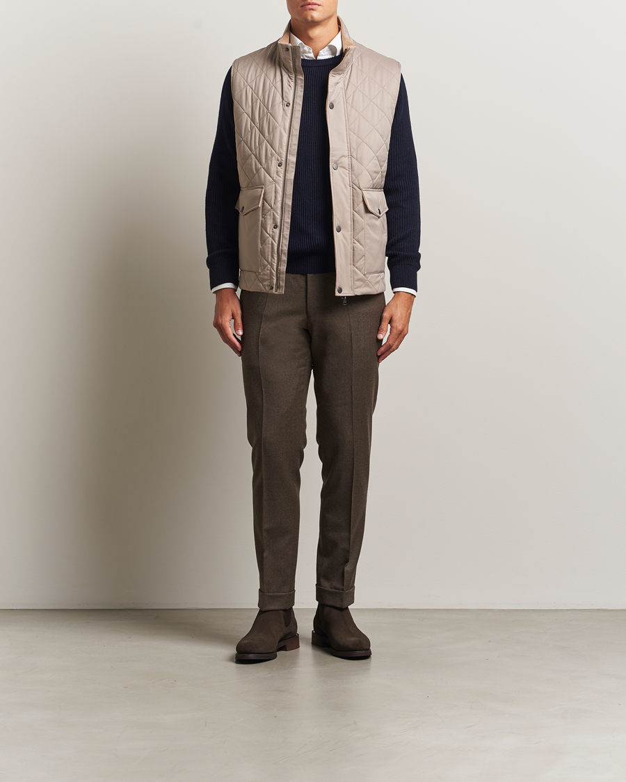 Men | Coats & Jackets | Eton | Quilted Shell Vest Beige