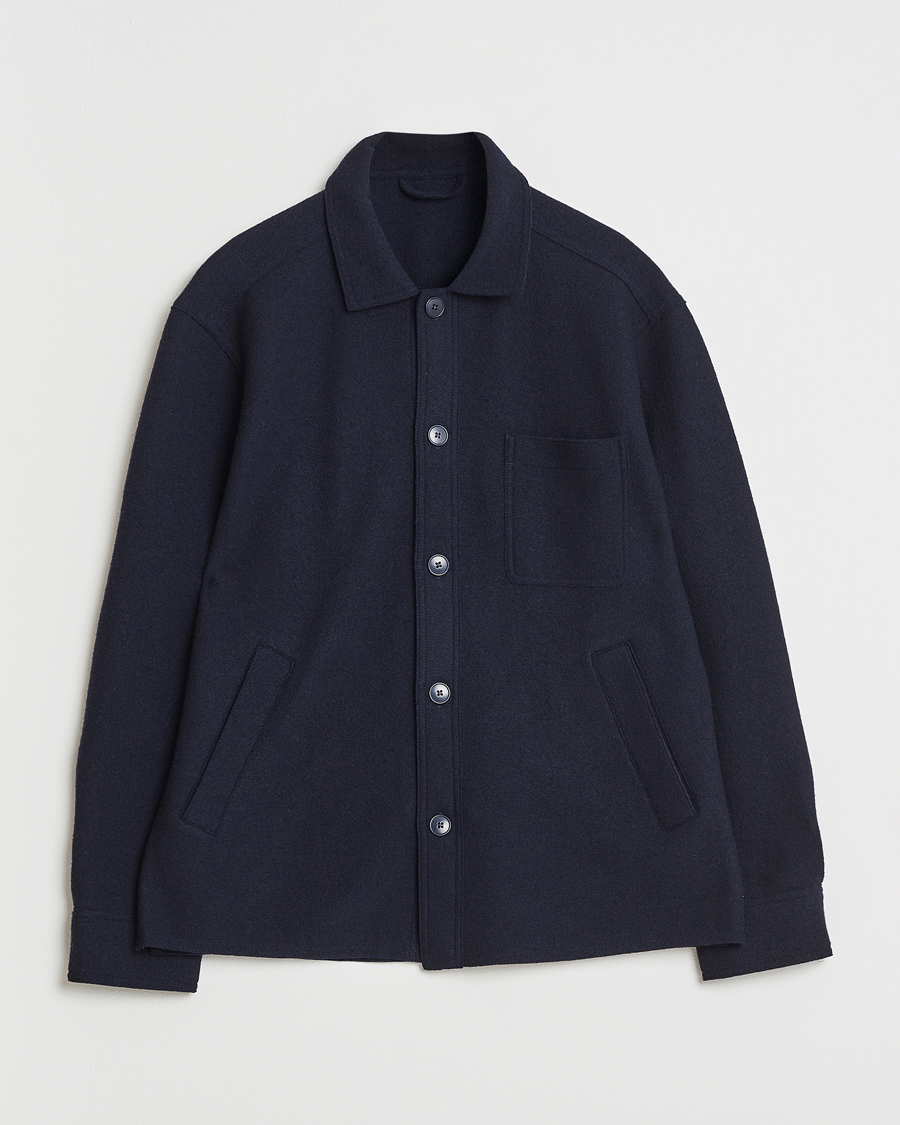 Men | Shirts | Eton | Boiled Wool Overshirt Navy