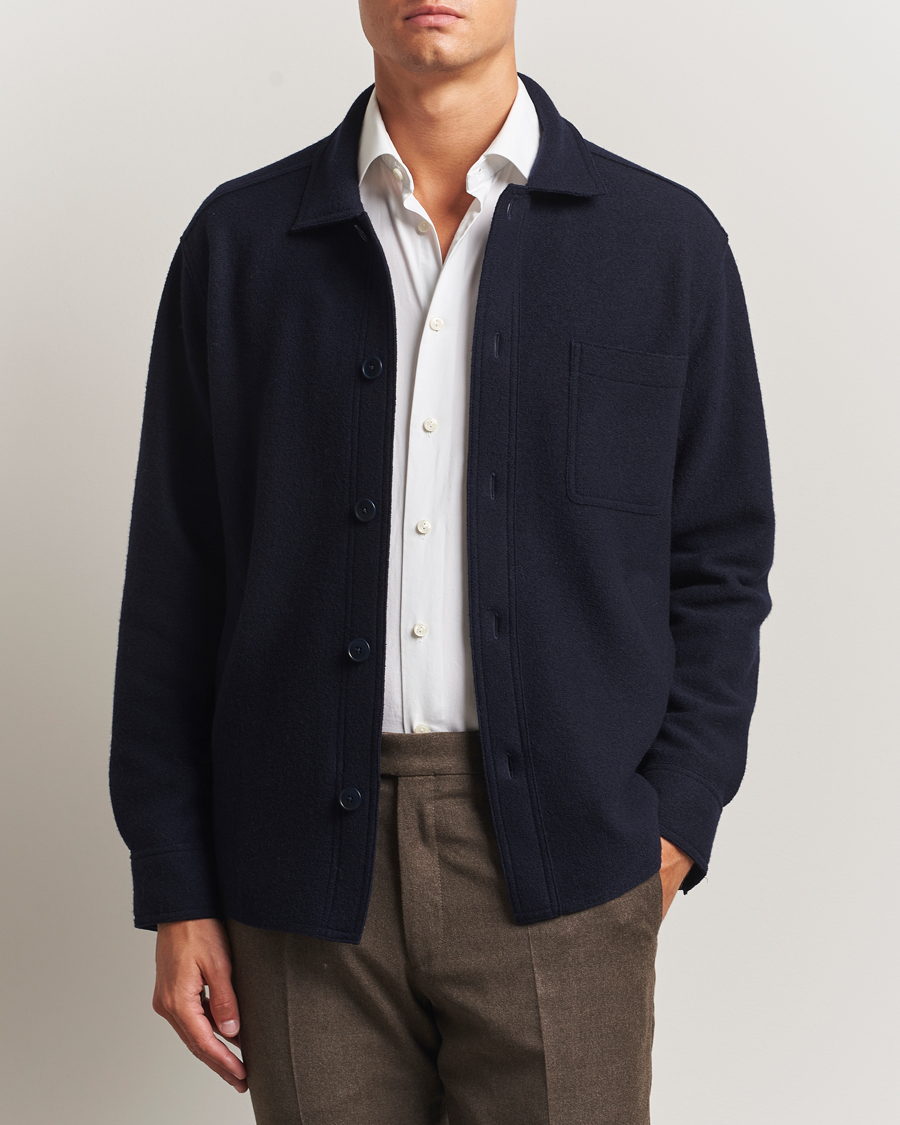 Men | Shirts | Eton | Boiled Wool Overshirt Navy