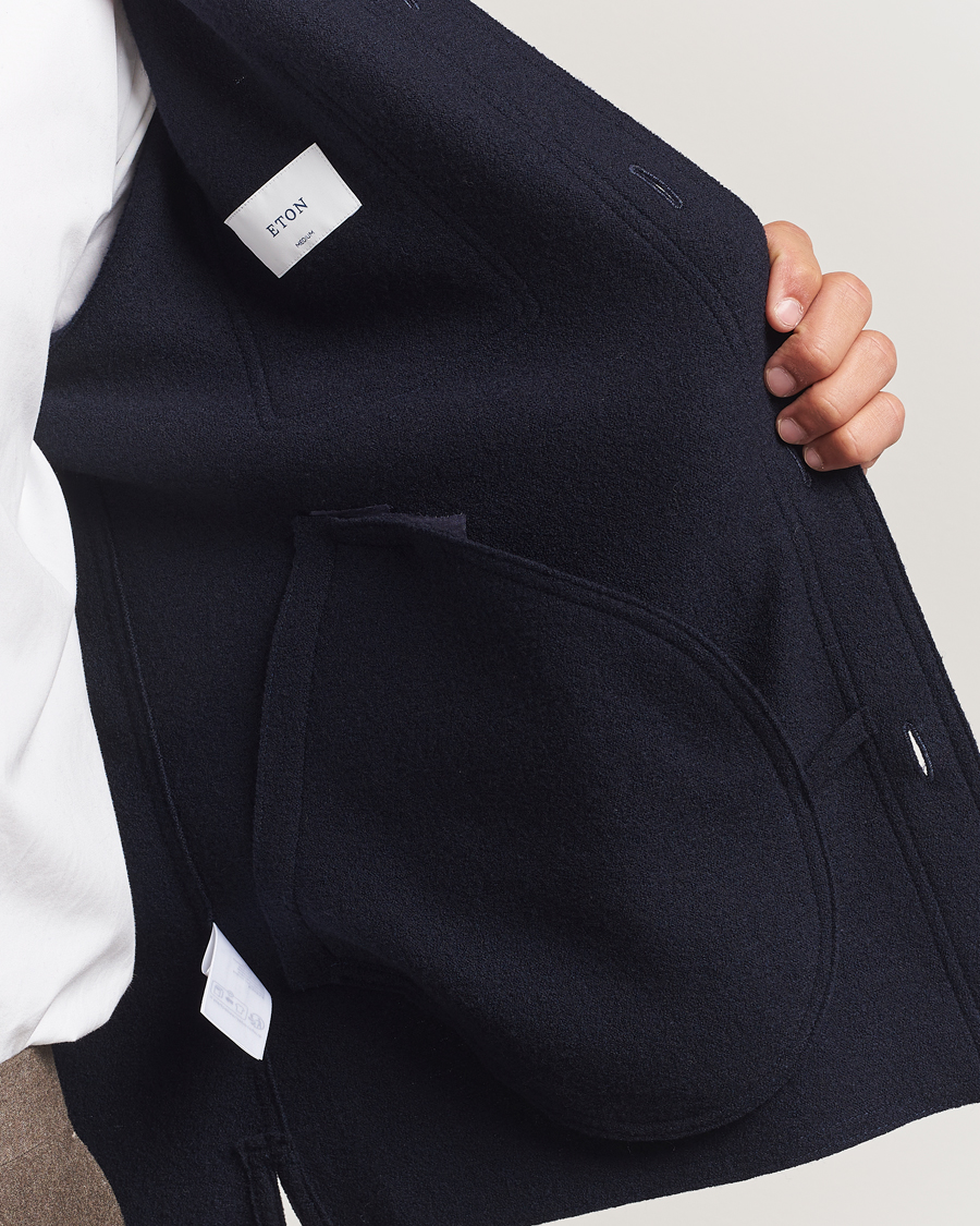 Men | Shirts | Eton | Boiled Wool Overshirt Navy