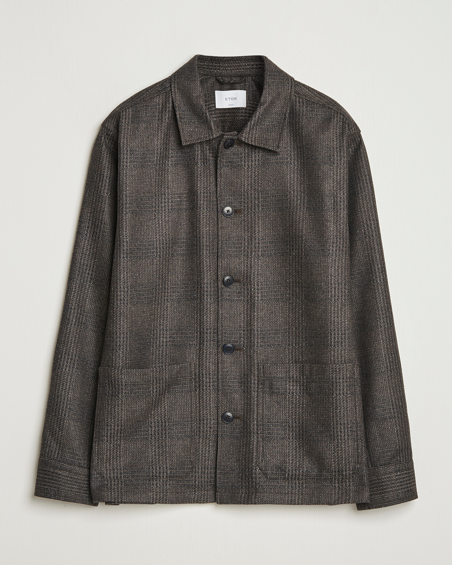 Men | Shirts | Eton | Wool/Cashmere Checked Overshirt Dark Grey