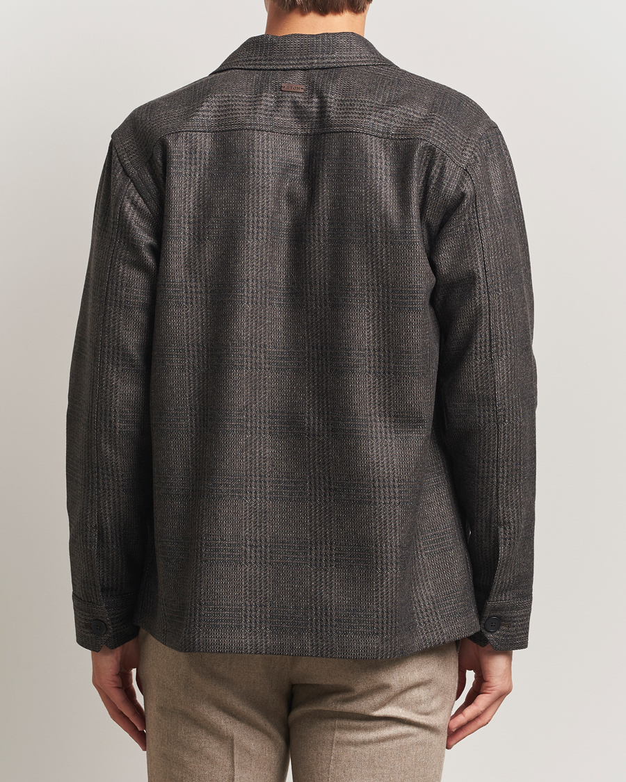 Men | Shirts | Eton | Wool/Cashmere Checked Overshirt Dark Grey