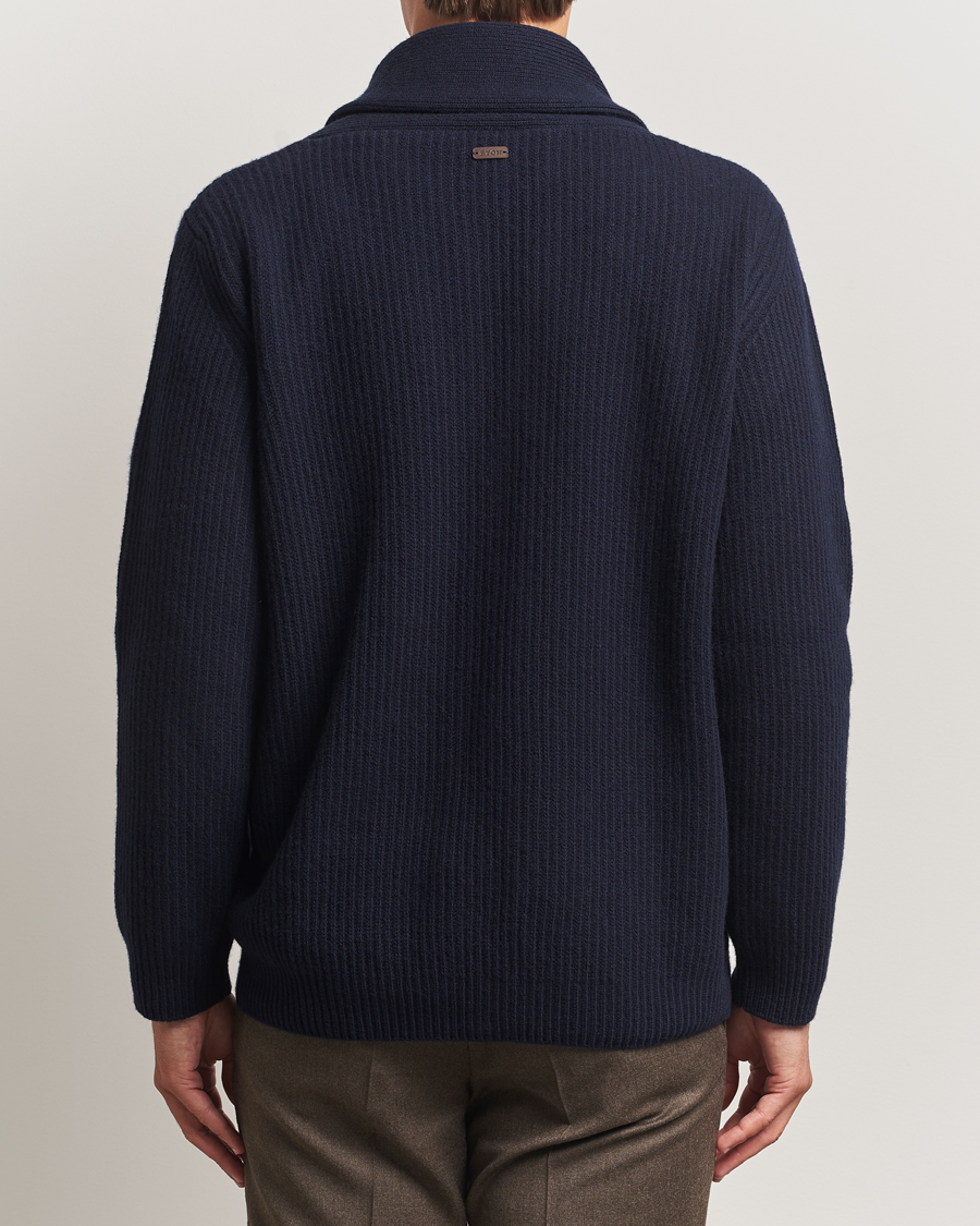 Men | Sweaters & Knitwear | Eton | Wool Knitted Shawl Collar Cardigan Navy