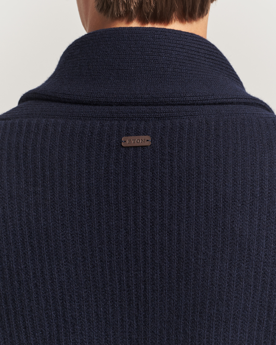 Men | Sweaters & Knitwear | Eton | Wool Knitted Shawl Collar Cardigan Navy