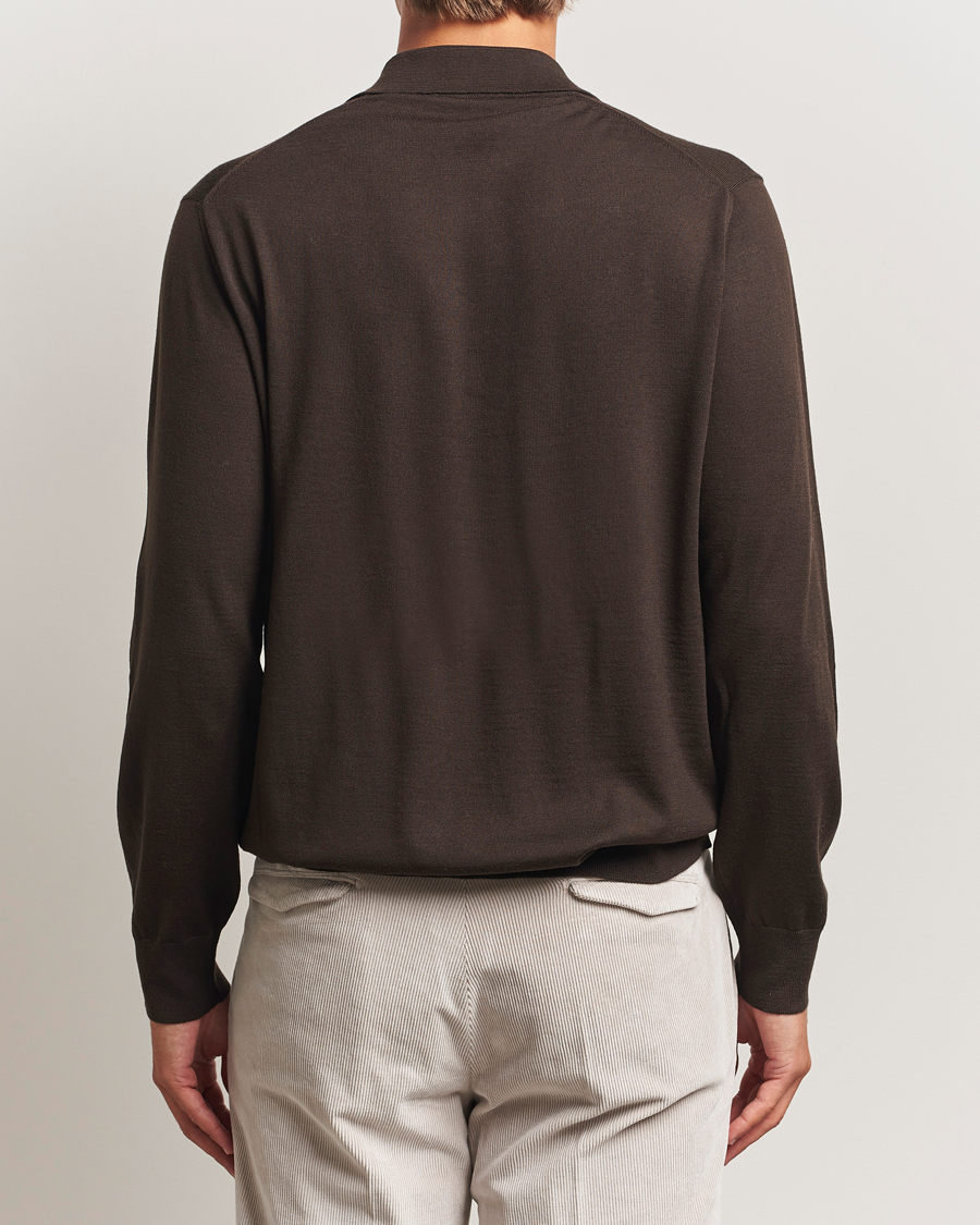 Men | Sweaters & Knitwear | Eton | Merino Knitted Polo Dark Brown