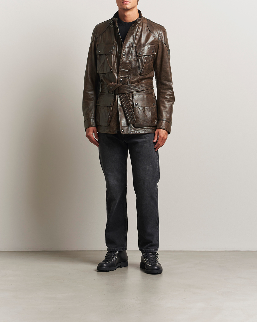 Men | Coats & Jackets | Belstaff | Trailmaster Panther Leather Jacket Dark Earth