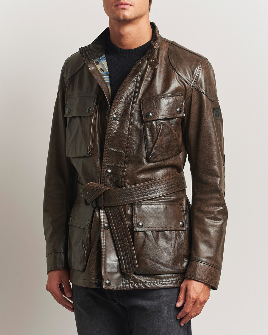 Men | Coats & Jackets | Belstaff | Trailmaster Panther Leather Jacket Dark Earth