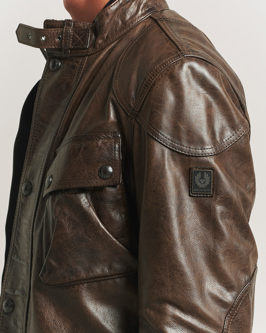 Belstaff Trailmaster Panther Leather Jacket Dark Earth at