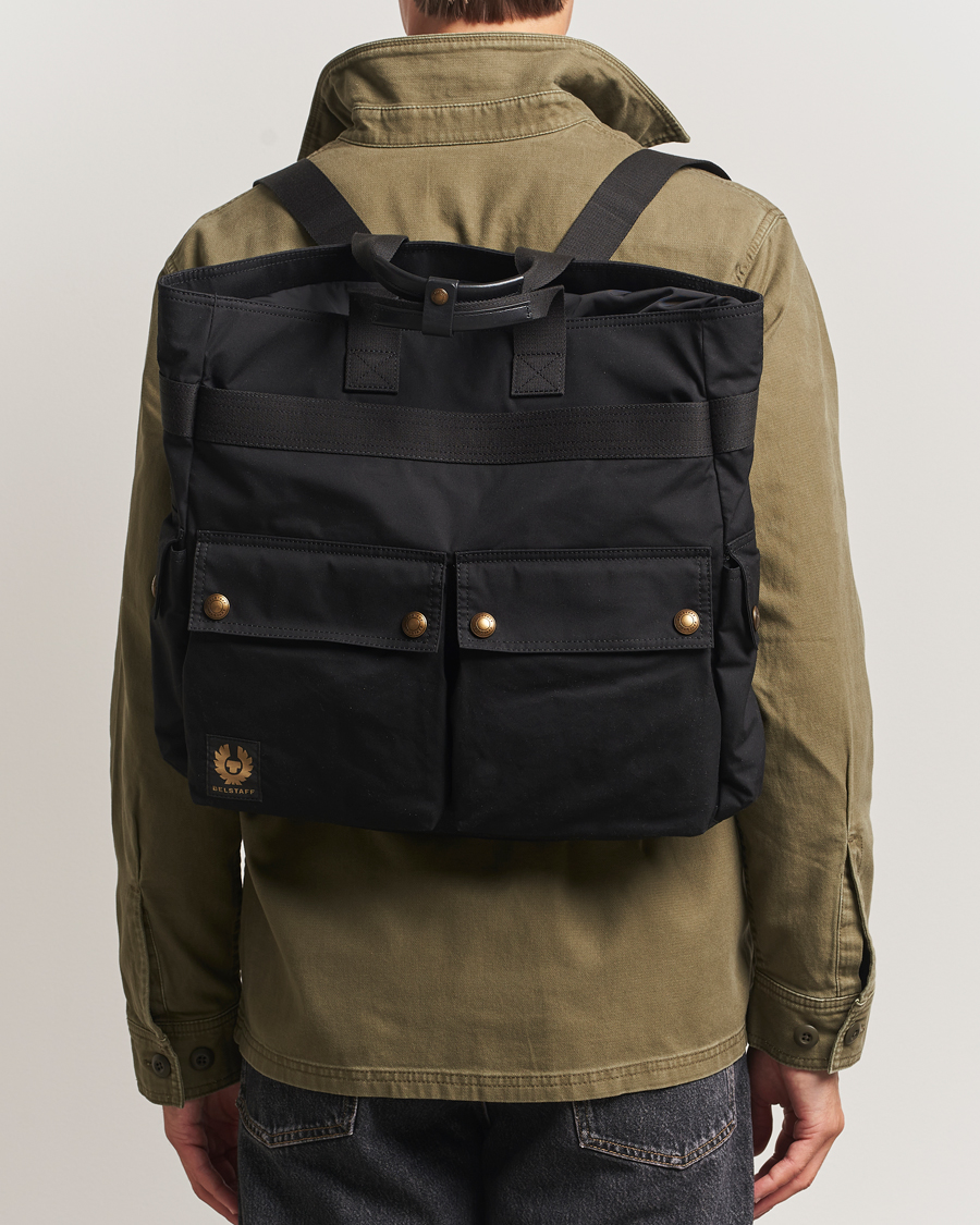 Men | Belstaff Trailmaster 2-Way Wax Tote Black | Belstaff | Trailmaster 2-Way Wax Tote Black